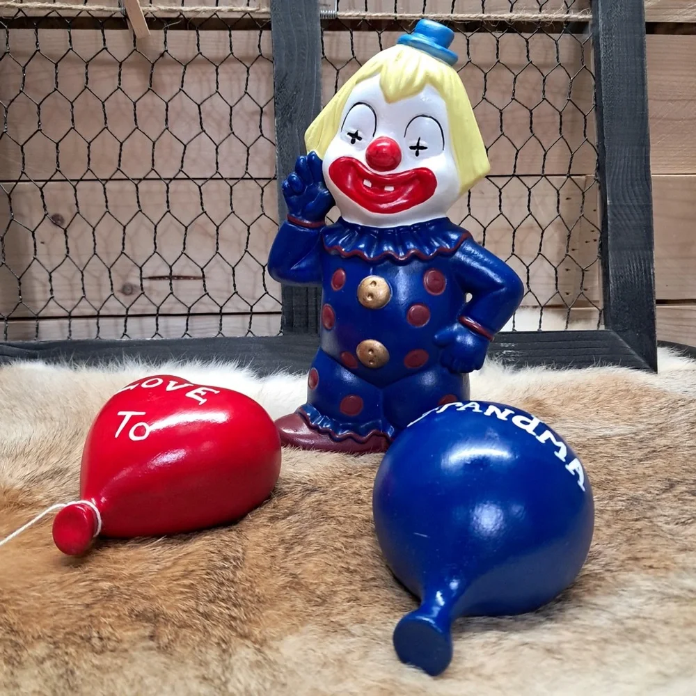 Colorful Clown ceramic candle Lamp with 2 balloons